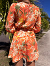 Orange Floral Short Dress