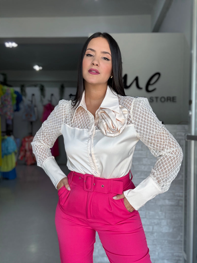 Ivory Flower Blouse