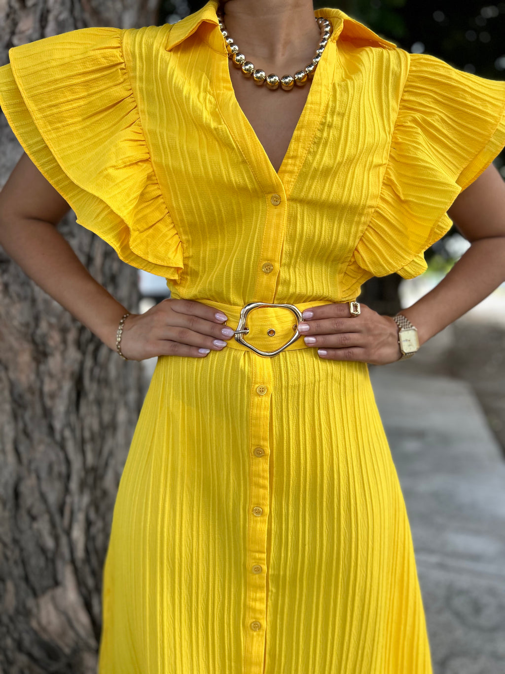 Ruffles Yellow Maxi Dress