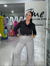 Grey Stripes Bottom with Belt