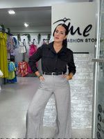 Grey Stripes Bottom with Belt