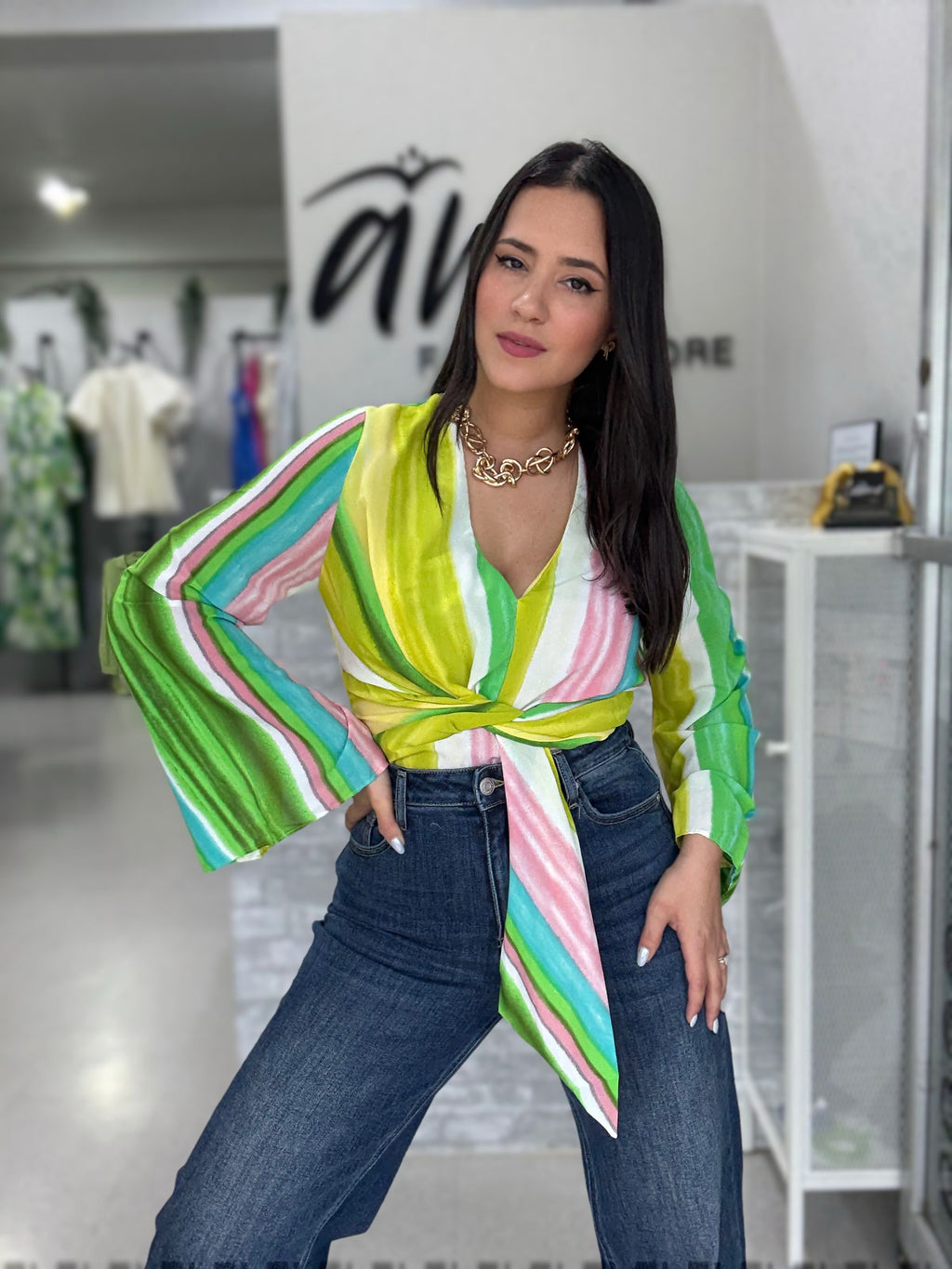Stripes Lime Blouse