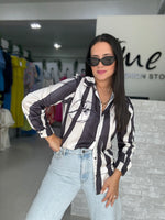 Stripes Printed Black Blouse