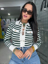 Green Stripes Sweater Top