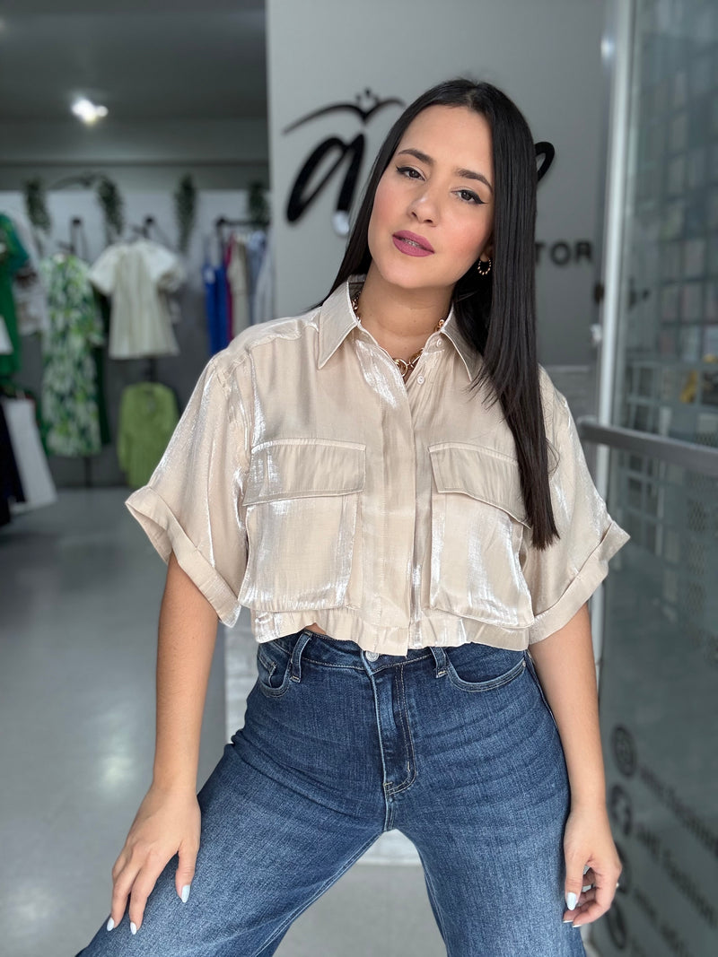 Champagne Crop Shirt