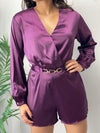 Plum Satin Romper