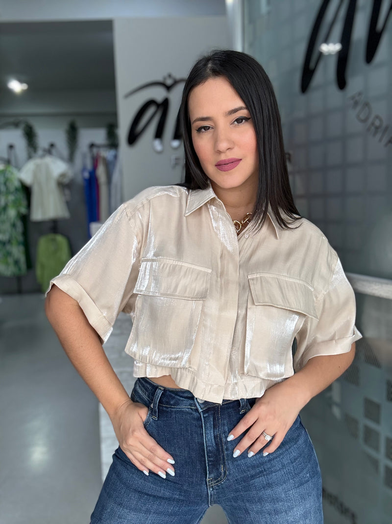 Champagne Crop Shirt