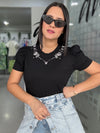 Black Rhinestones Top