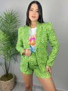 Green Snake Printed Blazer