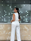 White Belted Vest Set