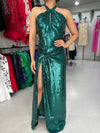 Green Sequins Maxi Dress