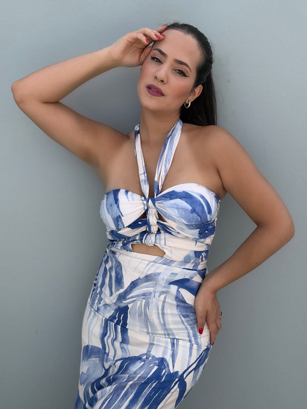 Blue Halter Maxi Dress