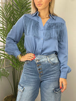 Denim Blue Fringes Shirt