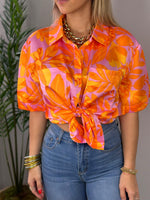 Multi Orange Satin Blouse