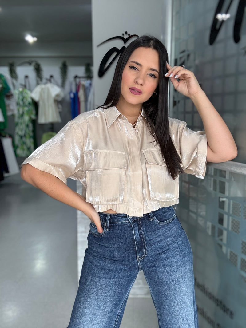 Champagne Crop Shirt