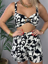 Black Tropical Short Set