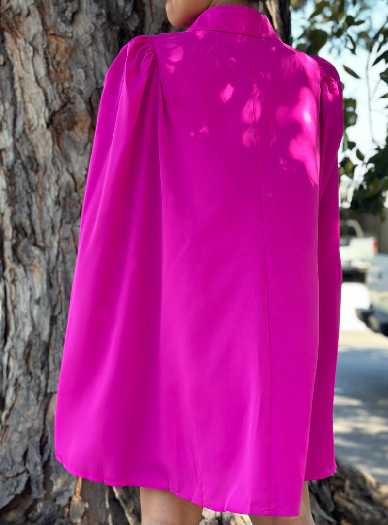 Magenta Cape Short Dress