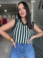 Green Stripes Sweater Vest