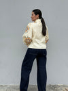 Embroidery Flower Cream Blouse