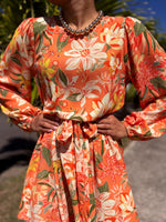 Orange Floral Short Dress