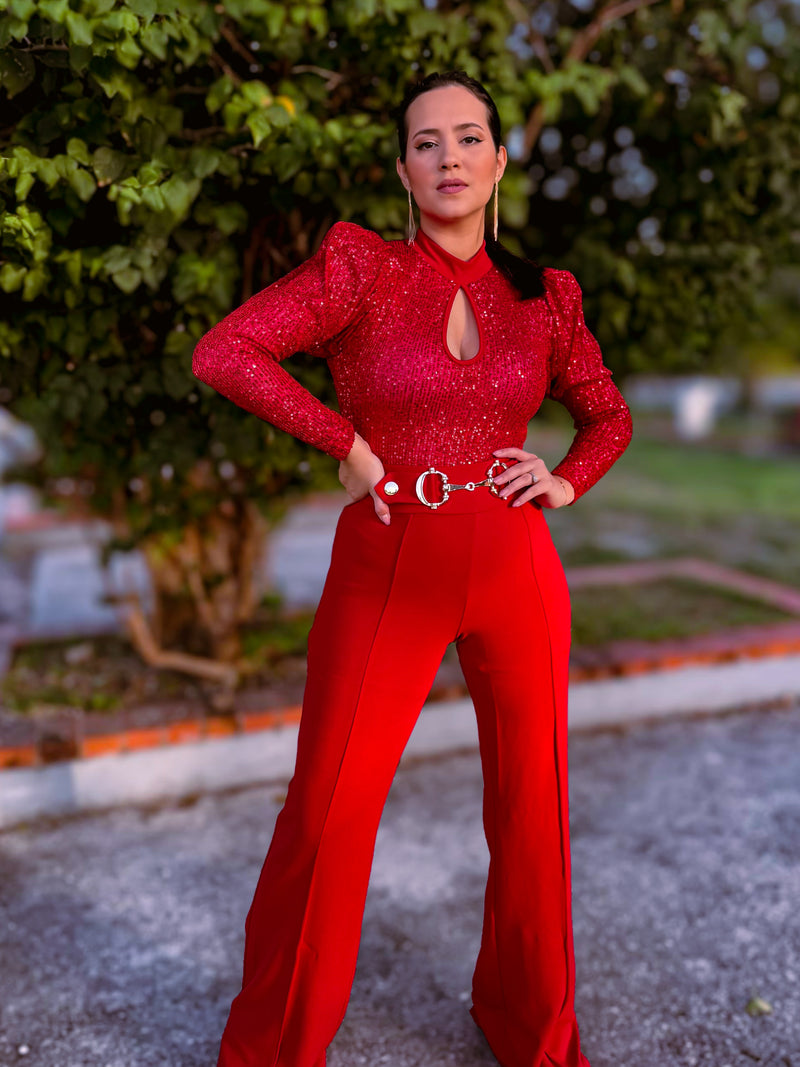 Red Sequins Bodysuit