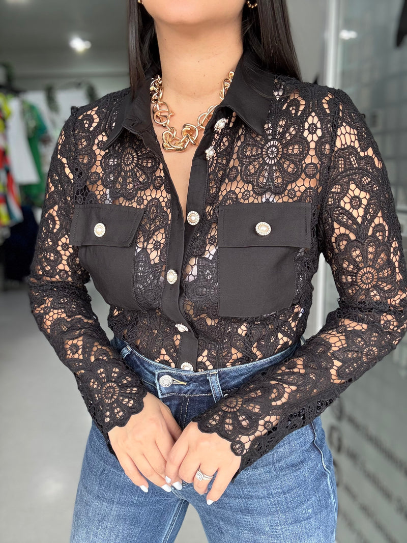 Black Lace Blouse