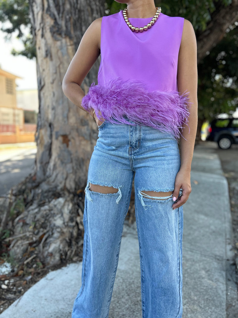 Purple Feathers Top