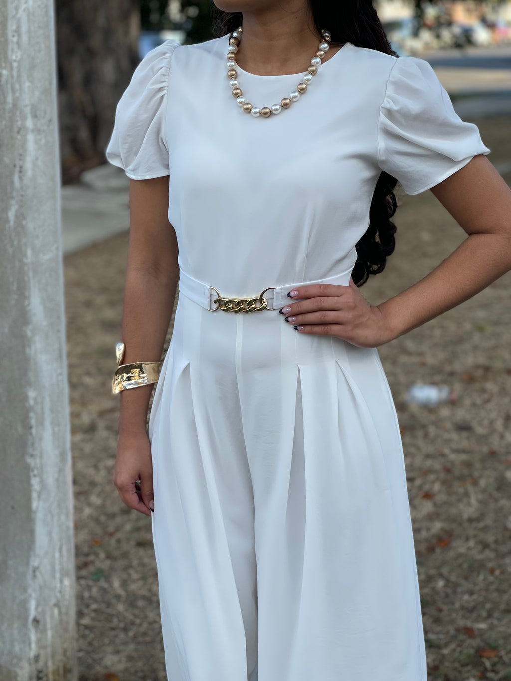 White Palazzo Jumpsuit