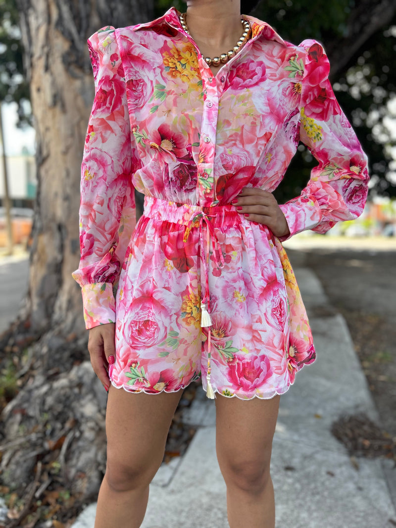 Pink Floral Romper