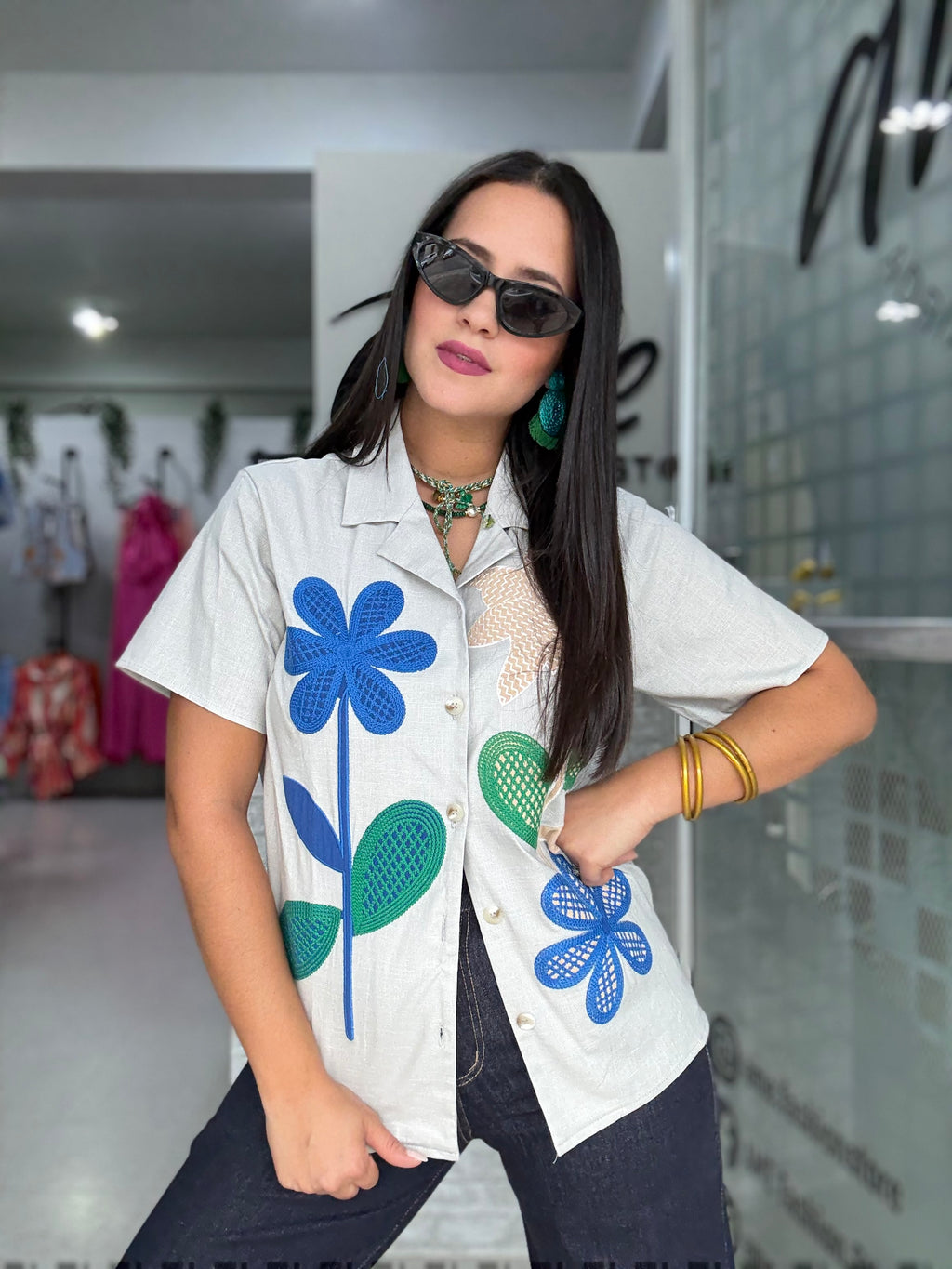 Grey Embroidery Shirt