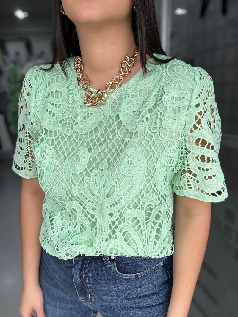Mint Lace Blouse