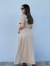Beige Belted Maxi Dress
