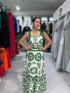 Ivory & Green Floral Dress