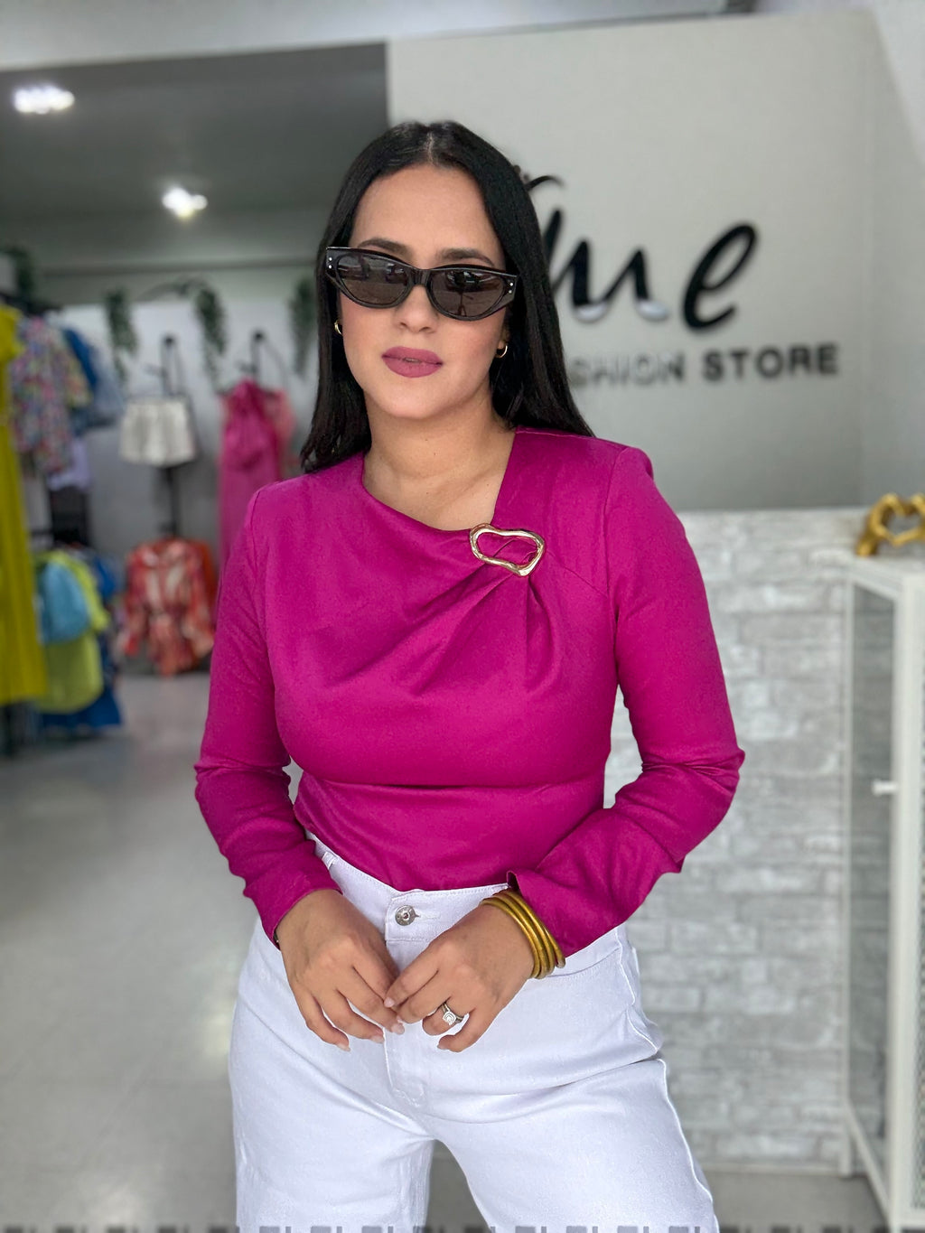 Magenta Gold Detail Blouse