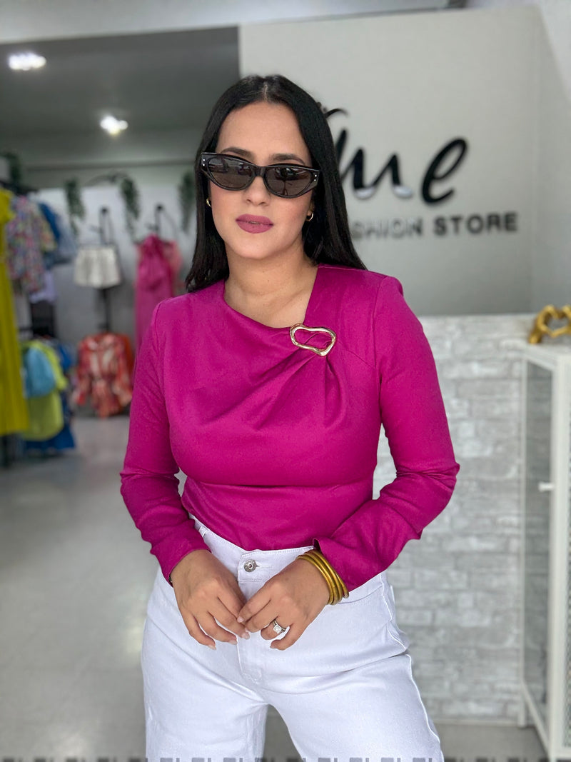 Magenta Gold Detail Blouse