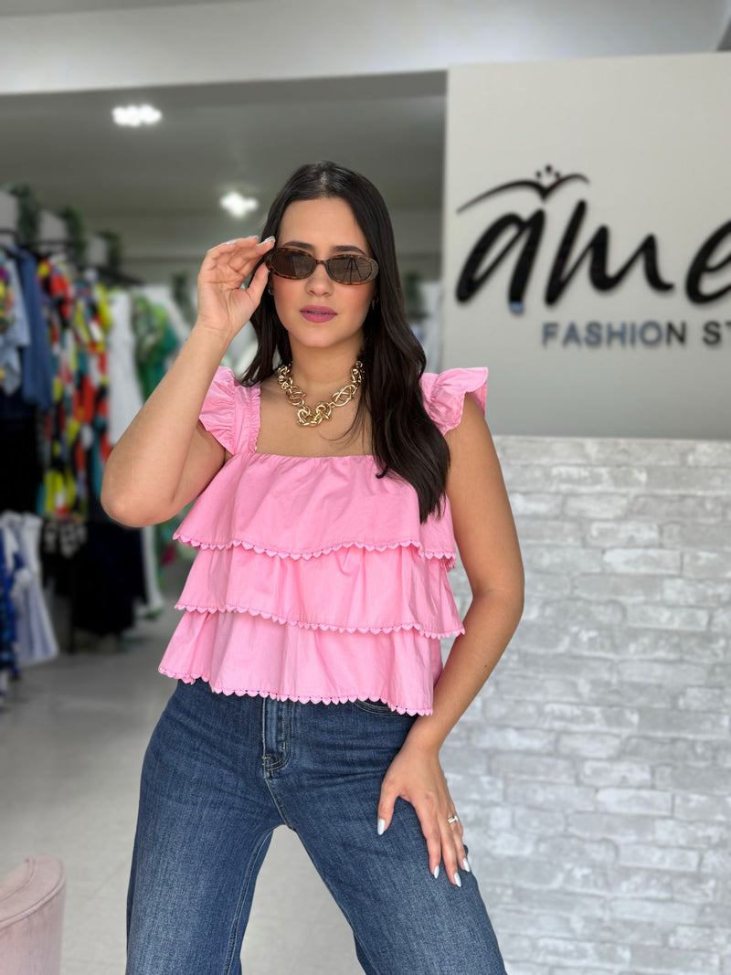 Pink Ruffles Top