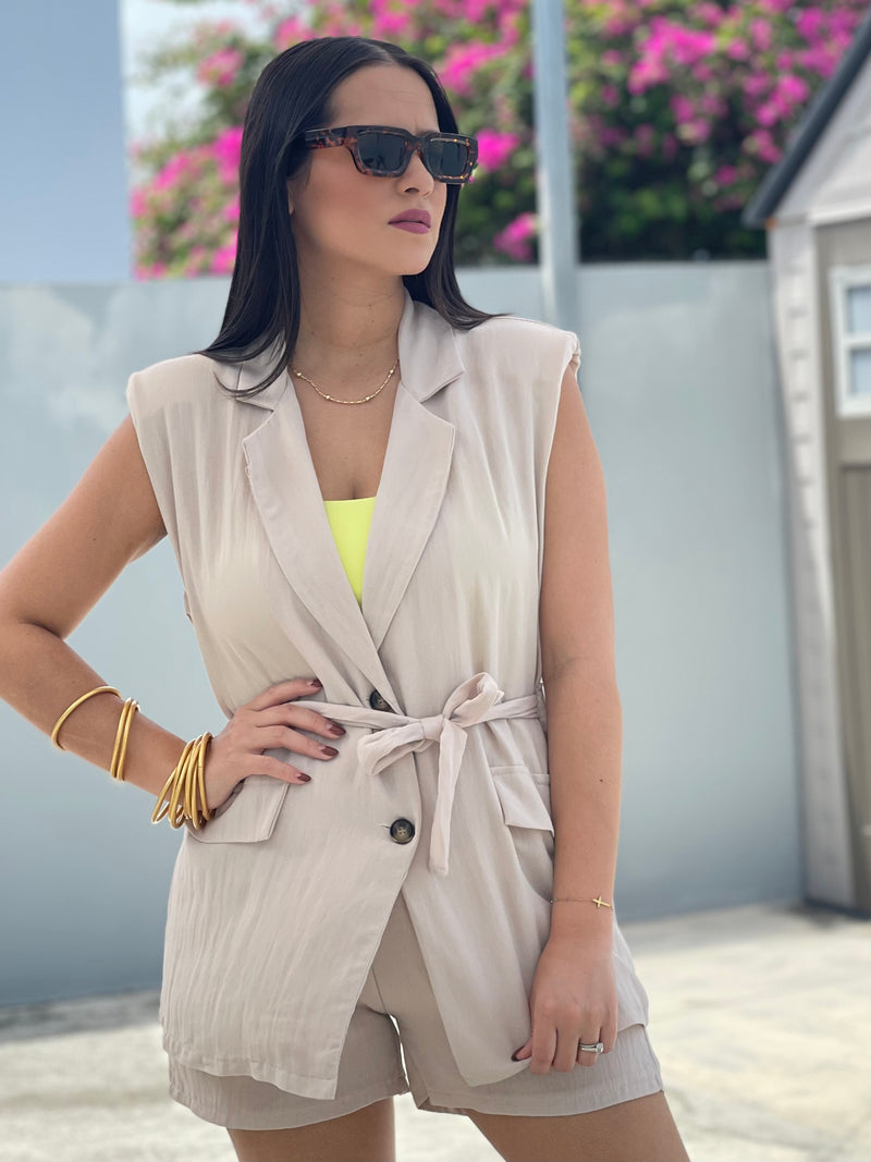 Neutral Blazer Short Set