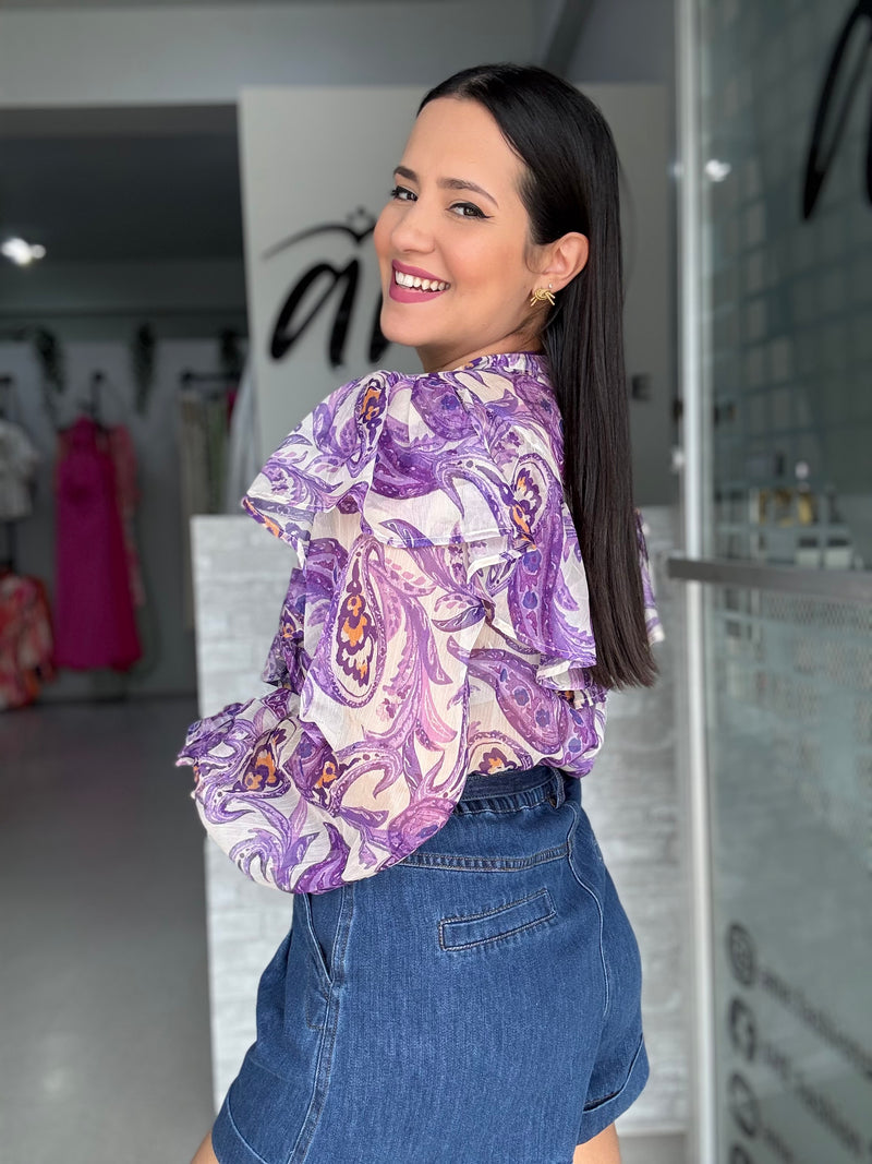 Abstract Purple Blouse