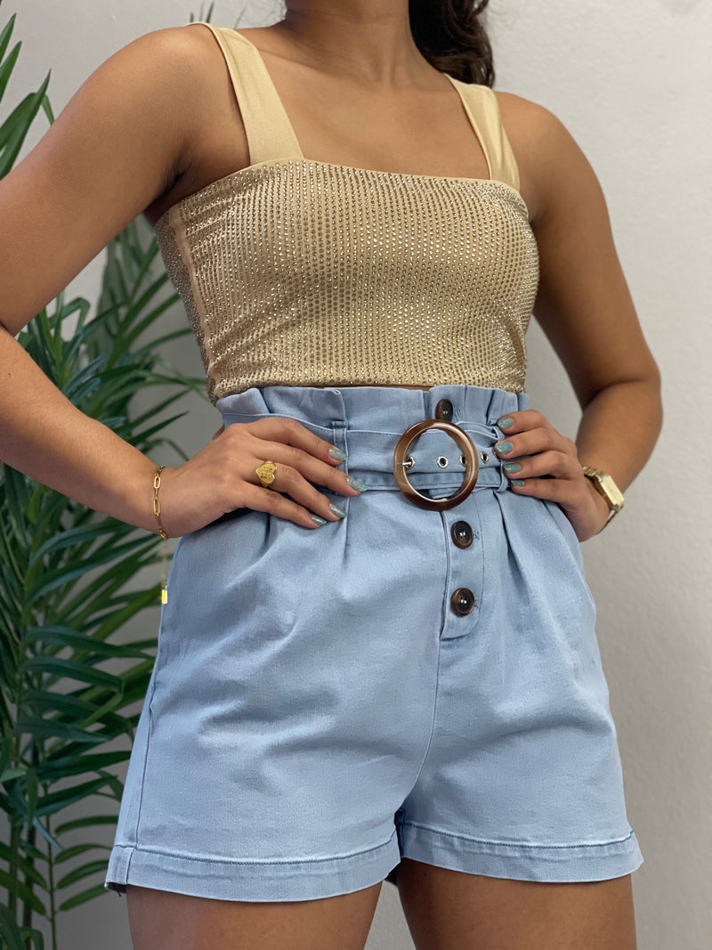 Beige Shinny Crop Top