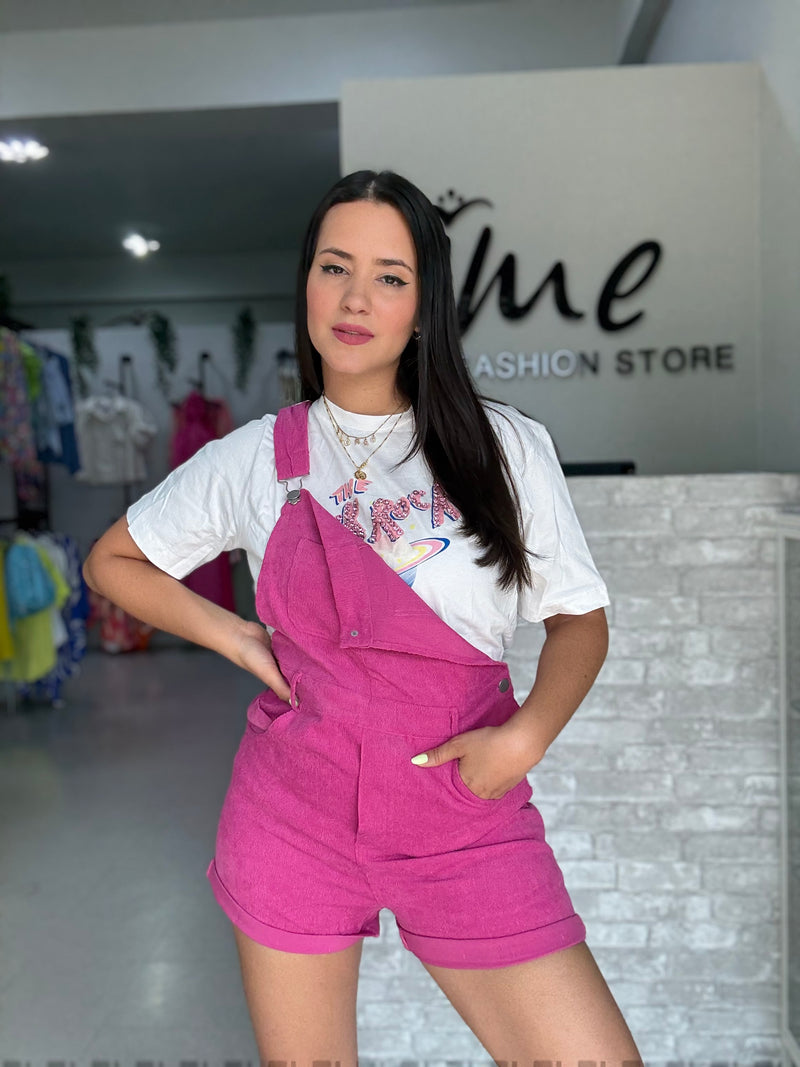 Magenta Short Overall