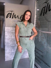 Olive Denim Jumpsuit