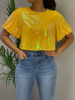 Yellow Sequins Blouse