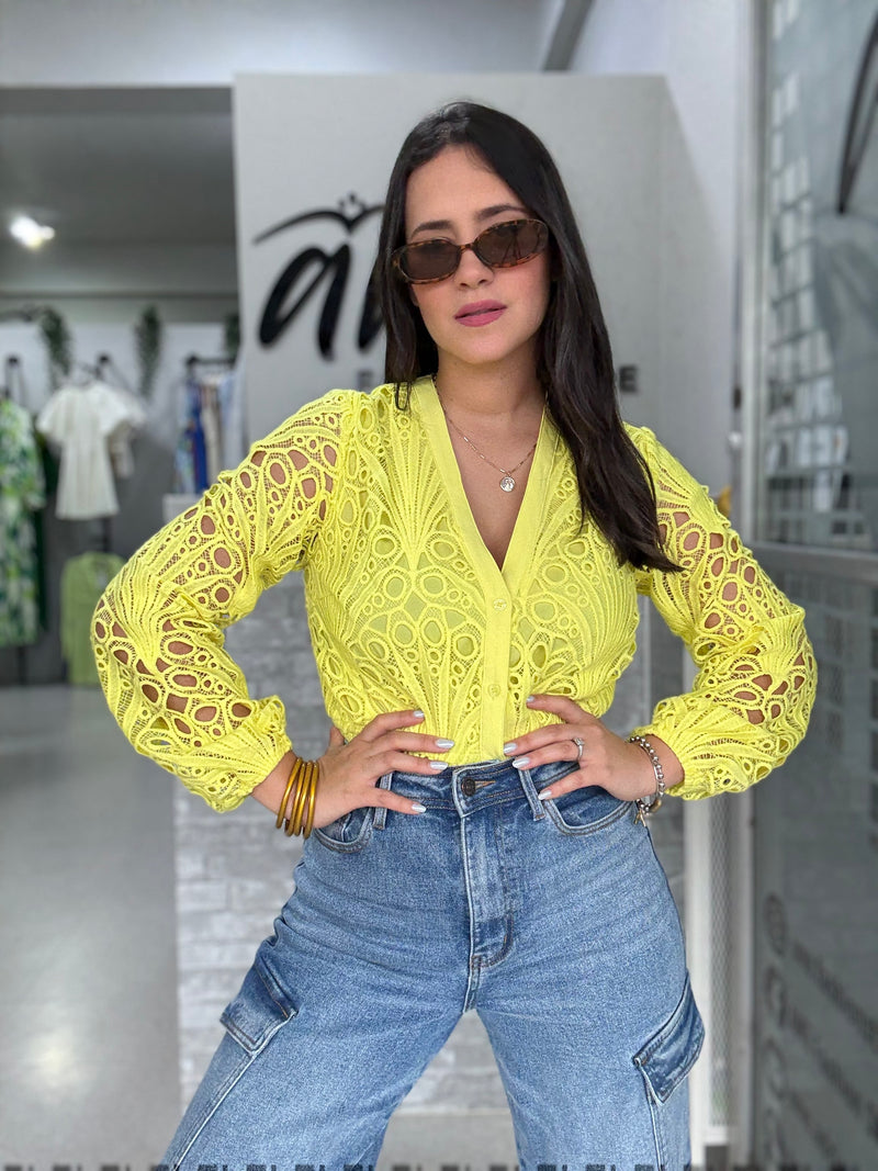 Yellow Guipure Blouse