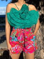 Green Organza Flower Top