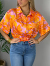 Multi Orange Satin Blouse