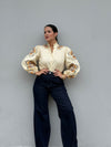 Embroidery Flower Cream Blouse