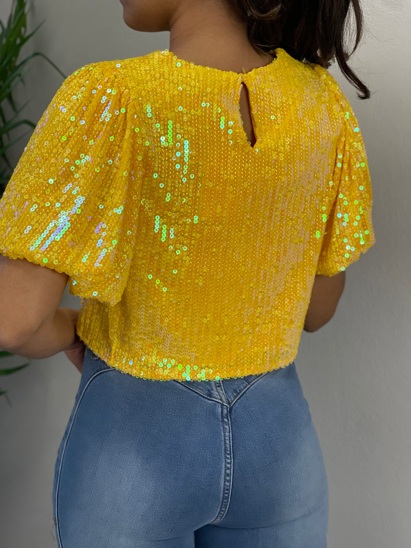 Yellow Sequins Blouse