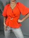 Tomato Peplum Blouse