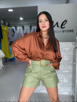 Green Leather Short