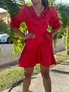 Satin Red Short Dress